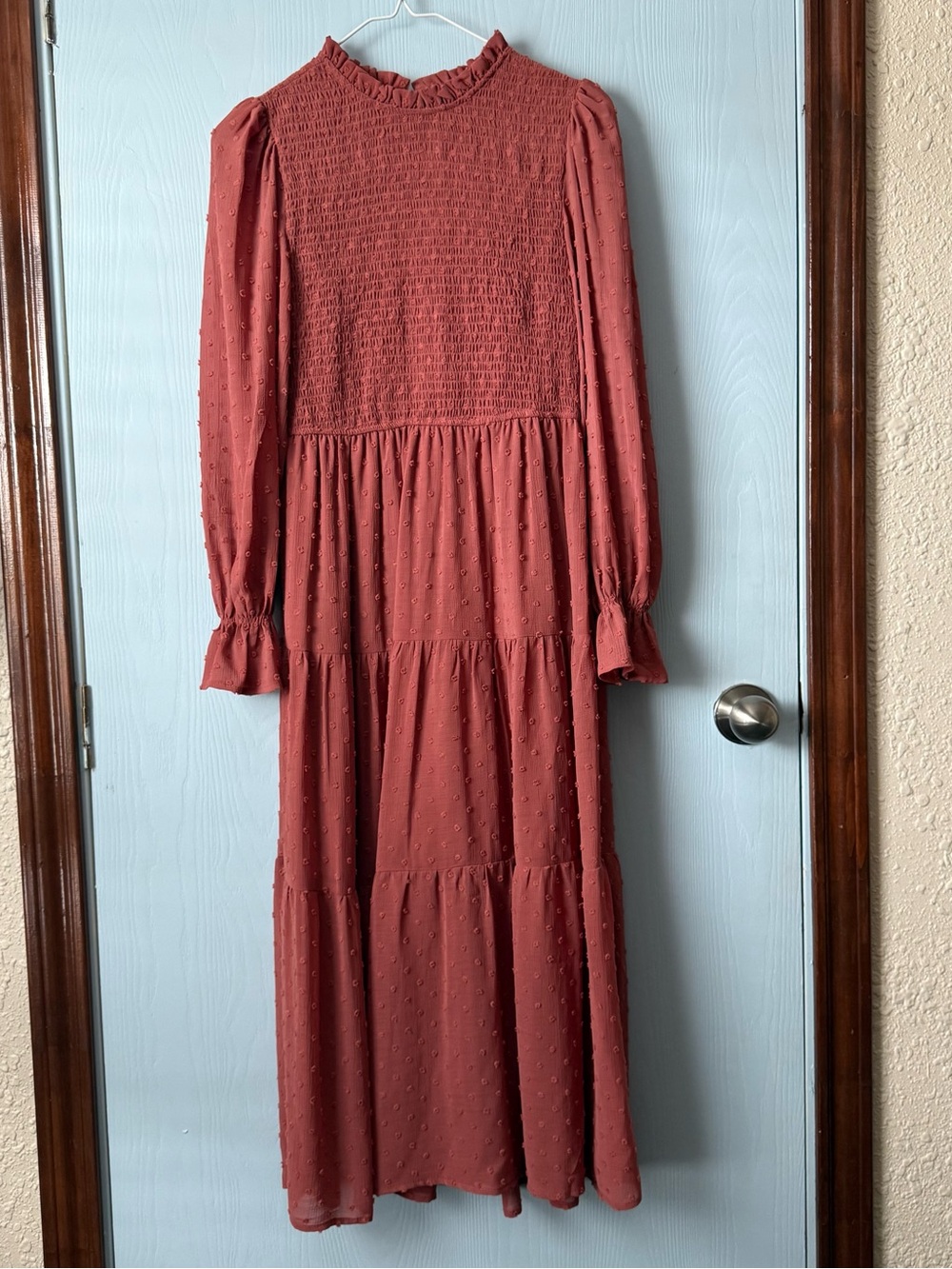 Smocked Tiered Maxi Dress in Dusty Rose